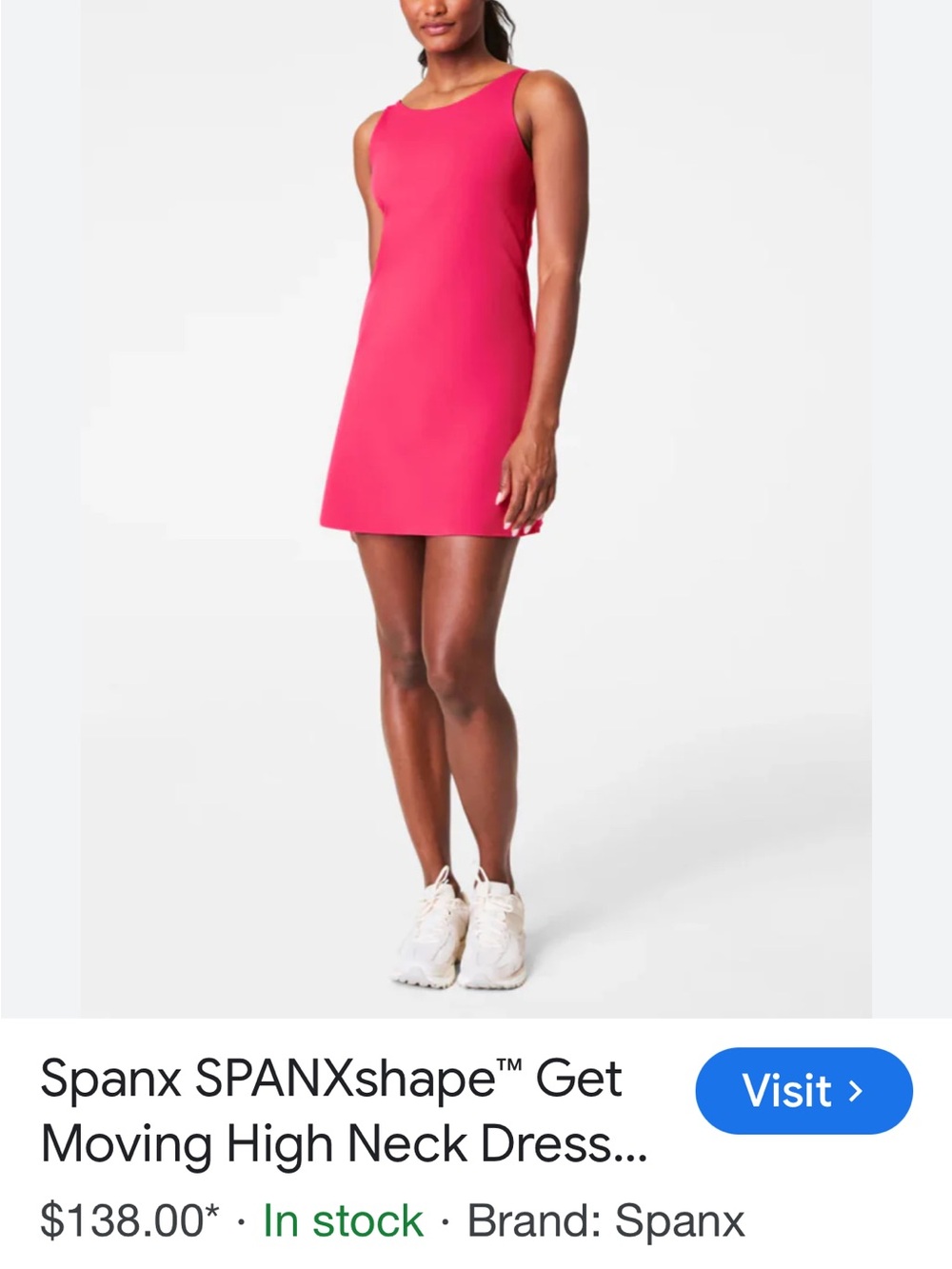 SPANX Sleeveless High Neck Mini Dress in Bright Pink